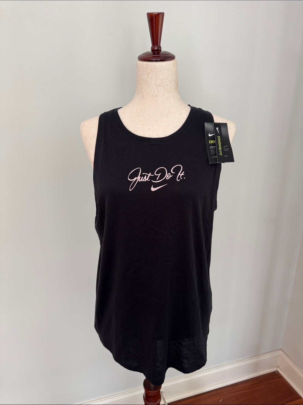 Nike Black Tank Top with Pink 'Just Do It.' Script